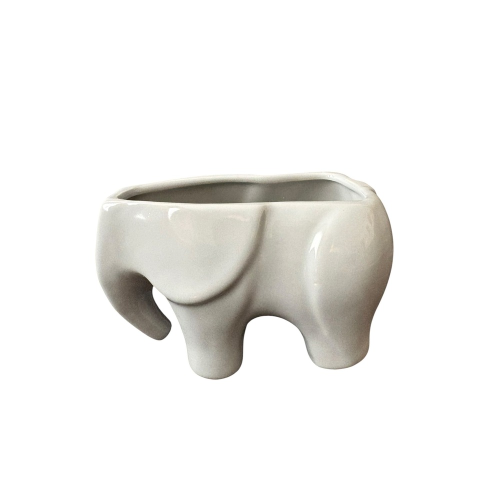 Ceramic Elephant Succulent Planter Gray Modern Pot 5" Small Planter Decor - Picture 4 of 5